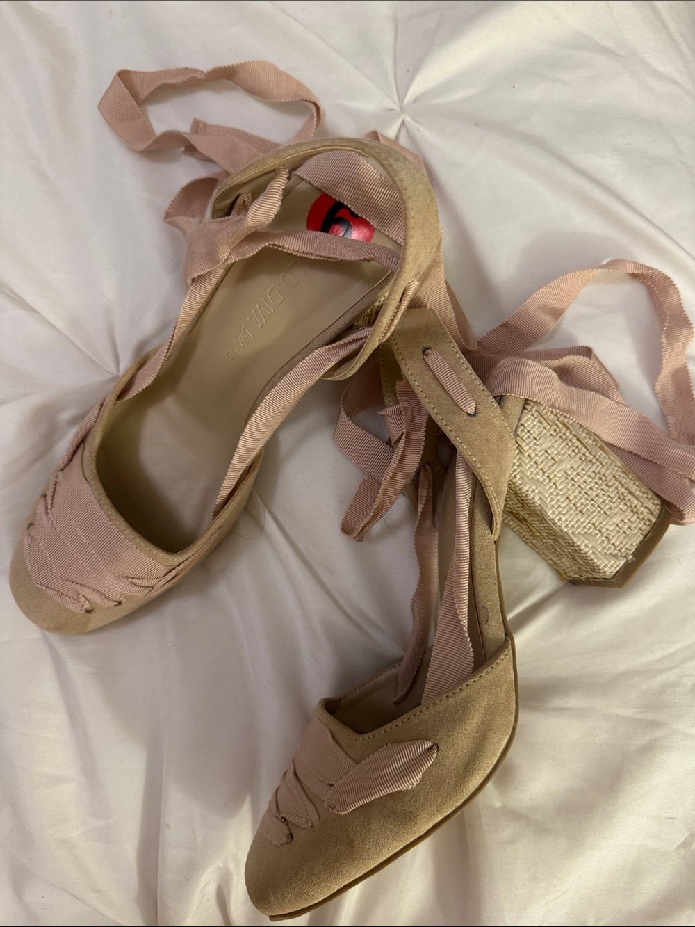 Wild Diva Blush Tie-Up Wedge Sandals